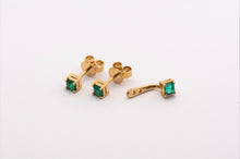 Load image into Gallery viewer, Asymmetrical Emerald Studs & Earjacket