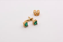 Load image into Gallery viewer, Asymmetrical Emerald Studs & Earjacket