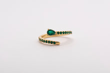 Load image into Gallery viewer, Emerald Drop Half Eternity Ring 18K Yellow Gold
