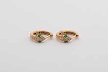 Load image into Gallery viewer, Mini Snake Diamond Hoops 18K Yellow Gold
