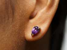 Load image into Gallery viewer, Clarity Drop Amethyst 18K Yellow Gold Studs
