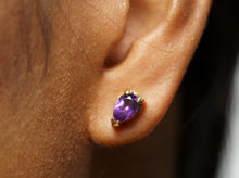 Load image into Gallery viewer, Clarity Drop Amethyst 18K Yellow Gold Studs