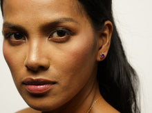 Load image into Gallery viewer, Clarity Drop Amethyst 18K Yellow Gold Studs