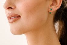 Load image into Gallery viewer, Asymmetrical Emerald Studs & Earjacket