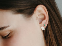 Load image into Gallery viewer, Soulmate Emerald 18K Yellow Gold Studs Rectangular