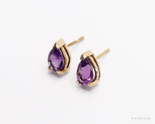 Load image into Gallery viewer, Clarity Drop Amethyst 18K Yellow Gold Studs