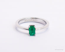 Load image into Gallery viewer, Freedom Emerald Solitaire 18K White Gold Ring