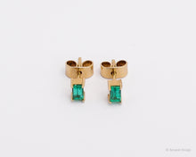Load image into Gallery viewer, Soulmate Emerald 18K Yellow Gold Studs Baguette