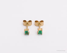 Load image into Gallery viewer, Soulmate Emerald 18K Yellow Gold Studs Rectangular