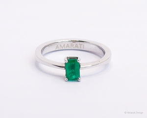 Freedom Emerald Solitaire 18K White Gold Ring