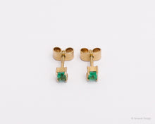 Load image into Gallery viewer, Soulmate Emerald 18K Yellow Gold Studs Rectangular
